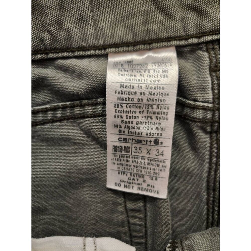 Carhartt FR Flame Resistant Canvas Utility Pants mens size 35x34 cargo pocket - Picture 10 of 11